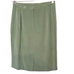 Vintage Womens Silk Skirt Size 12 Sage Green Pencil Lined Professional Career Photo 2