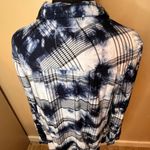 C&C California C & C California Blue Tie-Dye Button Down Plaid Blouse Beachy Top Size Medium Photo 2