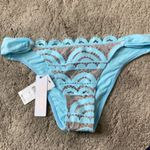 PilyQ New.  lace crystal blue fanned teeny bikini bottom. XS Photo 8