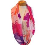 Merona Infinity Scarf One Size Polyester Orange Pink Purple Abstract Pattern NWT Photo 1