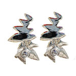 Sam Edelman NEW - Modern Zig-Zag Silver & Rhinestone Edgy Spike Statement Earrings Photo 2