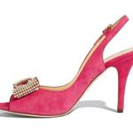 Kate Spade Crown Heels Fuchsia Suede w/ Crystal Bow Pink 8.5 B In Box/Bag $398 Photo 6