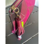 Sam Edelman NWT Chevron Suede Leather Patchwork Fringe Clutch Red/ Brown Photo 6