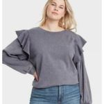 Universal Threads Universal Threadâpurple grey ruffle shoulder crewneck sweater M Photo 0
