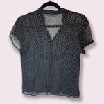 Dress Barn Y2K sheer stand collar polka dot blouse Photo 1