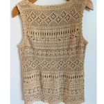Vintage Boho Crochet Top Size M Neutral Sleeveless Cottage core Y2k Era Size M Photo 2