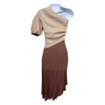 Anthropologie NWT By  Faux Leather One-Shoulder Asymmetrical Midi Dress Size 8 Photo 7