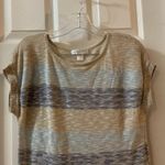 Christopher & Banks  Tan/Blue Striped Knit Short Sleeve top S Photo 4