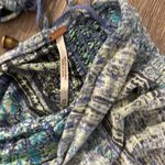 Free People  Smocked Elastic V-Neck Blouse Blue Photo 3