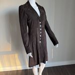 Elie Tahari  Long Brown Suede Fitted Jacket With Ornate Buttons Size S Photo 3