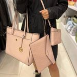 Michael Kors Maisie 3 In 1 Tote Large Leather Bag DK Powder Blush Photo 1