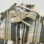Paige  Womens Shirt‎ Gray Blue Flannel Button Up Long Sleeve Cotton Plaid Photo 2