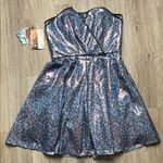 Betsey Johnson Betsy Johnson Evening Metallic Blue Leopard Print Prom/Homecoming/Wedding Dress Photo 0