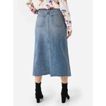 SLVRLAKE Women's‎ Denim Midi Skirt Center Slit in Fair Game Blue Size 26 Photo 2