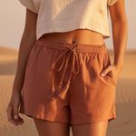 ANDIE $58 NWT  the short auburn linen blend L Photo 0