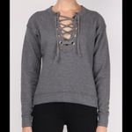 Mother denim lace up don’t sweat it sweatshirt medium 144$ revolve boho fall Gray Photo 1