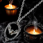 Retro Gothic Style‎ Oval Vampire Bat Pendant Necklace Fashion Collarbone Chain Silver Photo 0