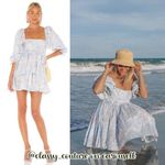 Selkie Monet Print Puff Mini Dress Pastel Watercolor Preppy NEW Womens Small Blue Photo 1