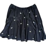 Vince  Women’s Size L Black Floral Embroidered Knee Length Cotton Full Skirt Photo 4