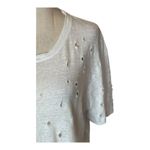 IRO Shirt Women Medium White Clay Cutout Distressed Linen Short Sleeve Tee Photo 6