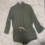 Army Green Denim Long Sleeve Romper Photo 1
