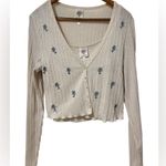 Floral Embroidered Cream Cardigan Self Esteem. Sz Large White Photo 0