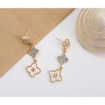 Boutique Beautiful‎ Sparkling Clover Dangle Earrings | Gold Plated 316L Photo 6