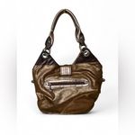 Kathy Van Zeeland  Metallic Hobo Shoulder Bag – Bronze/Brown Leopard Lining Y2K Photo 1