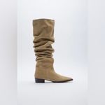 ZARA LOW HEEL SPLIT LEATHER HIGH SHAFT BOOTS Photo 8