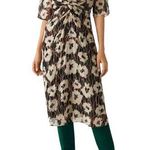 Ba&sh NWT Kaz Robe V-Neck Printed Midi Dress SMALL in Ecru Photo 0
