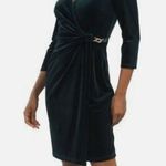 Anne Klein NWT Wrap Stretch Velvet Dress With Rhinestone Chain Buckle Photo 0