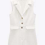 ZARA white jumpsuit romper collared with golden buttons wedding party coctail Photo 5