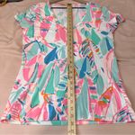 Lilly Pulitzer Lilly‎ Pulitzer Stretch Cotton Colorful Pastel V-Neck Women's Short Sleeve Tee M Photo 9