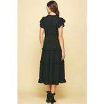 Pinch Gauzy Deep V Neck Black Tiered Short Sleeve Maxi Dress Medium Photo 2