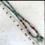 Brass elephant pendant necklace with carnelian, turquoise and red jasper beads Photo 3