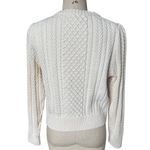 J.Crew  Cable-knit Puff-sleeve Crewneck Sweater in Vintage White Size Large Photo 3