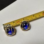 Joan Rivers Gold Tone & Blue Clip On Earrings Signed Photo 1