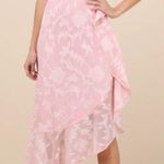 Lulus NWOT  XXL Pretty Perfect Blush Burnout Floral Off-the-Shoulder Midi Dress Photo 0
