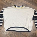 Top shop oversized puff striped sleeve mock neck cable knit sweater medium Photo 2