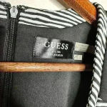 Guess  Black/White Stripe Doris sleeveless Textured v-neck dress Sz 8‎ Photo 2