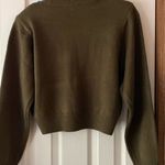 We Wore What Cropped Sweater shoulder pads olive green small oversized like new Photo 2