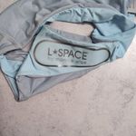 l*space NWT L* Shimmer Sky Blue High-Waisted Twist Front Bikini Bottom Size L Photo 3
