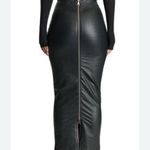 Naked Wardrobe NWT The Crocodile Midi Skirt in Black Bodycon Faux Leather Small Photo 1