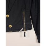 Diesel  Black Cotton Moto Blazer Jacket Gold Zippers Smocked Cuffs Womens M Photo 1