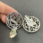 Sarah Coventry Woodland Flight 1958 Clip On Earrings Deer Running Silver Tone Photo 7