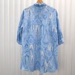 Ralph Lauren Lauren  Women's Blue Paisley Print Button Down Shirt Size Large Photo 1