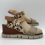 Diba True  Womens 8 Sandals Bye Golly Wedge Cheetah Cow Fur Leather Brown Gold Photo 1
