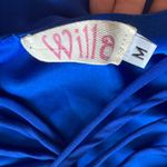 Willa  Blue Fit & Flare Dress Mini Elastic Waist Strappy Back Short Sleeve Medium Photo 4