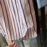 Sandro  paige striped dress long sleeve vneck mini bordeaux Photo 9