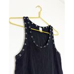 RE/DONE  Eyelet-Embellished Mini Dress Size Large Black Ribbed Grommet Grunge Photo 6